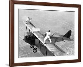 Daredevils Playing Tennis on a Biplane-null-Framed Photographic Print