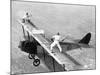 Daredevils Playing Tennis on a Biplane-null-Mounted Photographic Print