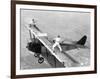 Daredevils Playing Tennis on a Biplane-null-Framed Photographic Print