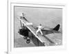 Daredevils Playing Tennis on a Biplane-null-Framed Photographic Print