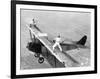 Daredevils Playing Tennis on a Biplane-null-Framed Photographic Print