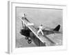 Daredevils Playing Tennis on a Biplane-null-Framed Photographic Print