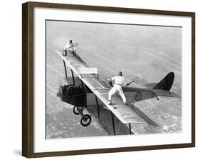 Daredevils Playing Tennis on a Biplane-null-Framed Photographic Print