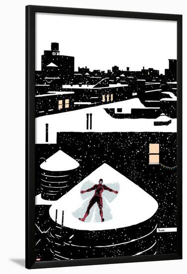 Daredveil No.7 Cover; Daredevil Making a Snow Angel on a Rooftop-Paolo Rivera-Lamina Framed Poster