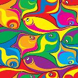 Cartoon Fish Seamless Pattern-Dario Sabljak-Art Print