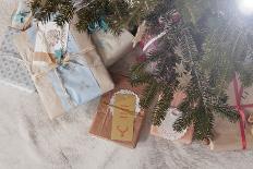 Box with Chistmas Ornaments Next to Christmas Tree, Munich, Bavaria, Germany-Dario Secen-Laminated Photographic Print