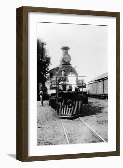 Darius Milhaud and Paul Claudel Seated on a Steam Trip on a Trip While 'En Poste' at the French…-null-Framed Photographic Print