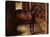 Dark Bay Horse in the Stable-Théodore Géricault-Stretched Canvas