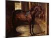 Dark Bay Horse in the Stable-Théodore Géricault-Mounted Giclee Print