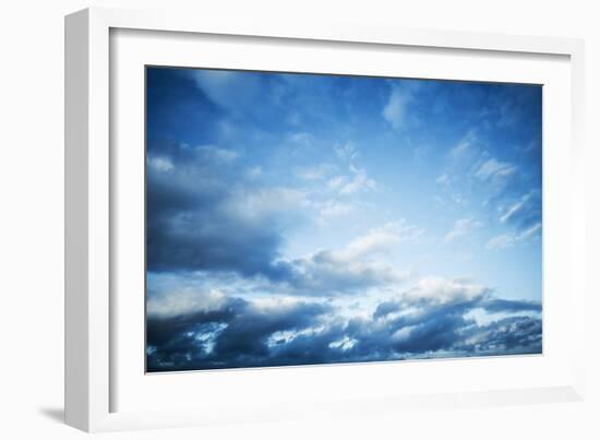 Dark Blue Sky with Clouds, Abstract Photo Background-Eugene Sergeev-Framed Photographic Print