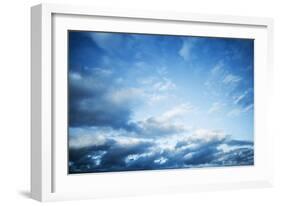 Dark Blue Sky with Clouds, Abstract Photo Background-Eugene Sergeev-Framed Photographic Print