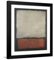 Dark Brown with Grey and Orange-Mark-Framed Art Print