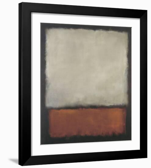 Dark Brown with Grey and Orange-Mark-Framed Art Print