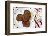 Dark Chocolate Cookies on a Polka Dot Plate with Fresh Milk-Cynthia Classen-Framed Photographic Print