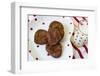 Dark Chocolate Cookies on a Polka Dot Plate with Fresh Milk-Cynthia Classen-Framed Photographic Print