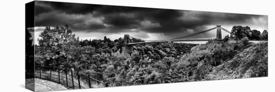 Dark Clouds over a Suspension Bridge, Clifton Suspension Bridge, Bristol, England-null-Stretched Canvas