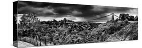 Dark Clouds over a Suspension Bridge, Clifton Suspension Bridge, Bristol, England-null-Stretched Canvas