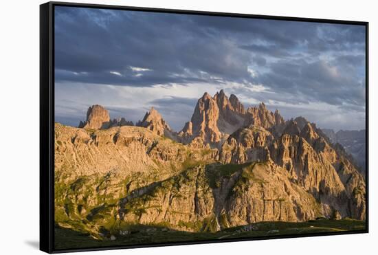 dark clouds over Cadini di Misurina, Dolomites, Italy-Michael Jaeschke-Framed Stretched Canvas