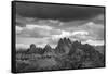 dark clouds over Cadini di Misurina, Dolomites, Italy-Michael Jaeschke-Framed Stretched Canvas