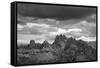 dark clouds over Cadini di Misurina, Dolomites, Italy-Michael Jaeschke-Framed Stretched Canvas