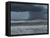 Dark Dramatic Shot of Tropical Storm Coming Ashore at Pensacola, Florida Beach. Water Spout Descend-forestpath-Framed Stretched Canvas