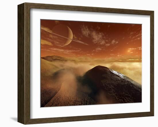 Dark Dunes are Shaped by the Moon's Winds on the Surface of Titan-Stocktrek Images-Framed Photographic Print