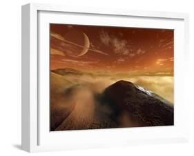 Dark Dunes are Shaped by the Moon's Winds on the Surface of Titan-Stocktrek Images-Framed Photographic Print