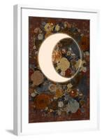 Dark Floral Lunar Eclipse-null-Framed Art Print