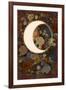 Dark Floral Lunar Eclipse-null-Framed Art Print