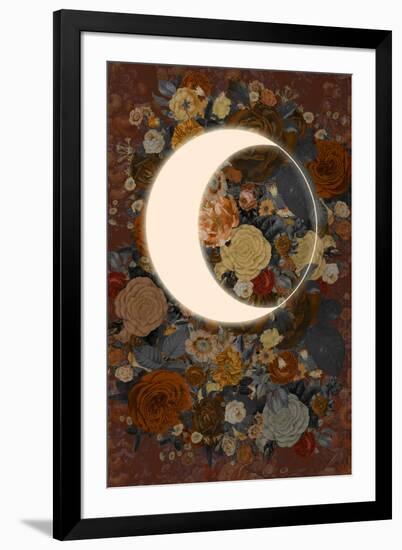 Dark Floral Lunar Eclipse-null-Framed Art Print