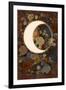 Dark Floral Lunar Eclipse-null-Framed Art Print