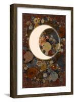 Dark Floral Lunar Eclipse-null-Framed Art Print