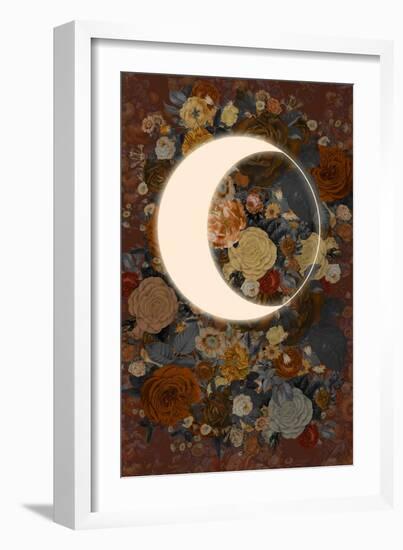 Dark Floral Lunar Eclipse-null-Framed Art Print