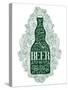 Dark Green Beer Bottle with Lettering on the Doodle Background. EPS 10 Vector Food and Drink Concep-ShevalierArt-Stretched Canvas