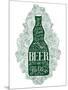 Dark Green Beer Bottle with Lettering on the Doodle Background. EPS 10 Vector Food and Drink Concep-ShevalierArt-Mounted Art Print