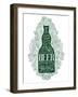 Dark Green Beer Bottle with Lettering on the Doodle Background. EPS 10 Vector Food and Drink Concep-ShevalierArt-Framed Art Print