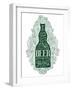 Dark Green Beer Bottle with Lettering on the Doodle Background. EPS 10 Vector Food and Drink Concep-ShevalierArt-Framed Art Print