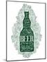 Dark Green Beer Bottle with Lettering on the Doodle Background. EPS 10 Vector Food and Drink Concep-ShevalierArt-Mounted Art Print