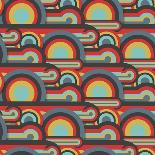 Textile Seamless Pattern of Colored Buses-Dark ink-Mounted Art Print