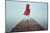 Dark Little Red Riding Hood in the Mist . Dream and Surreal Colors-CaptBlack76-Mounted Photographic Print