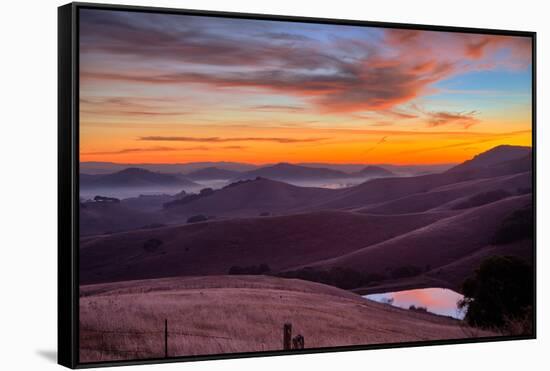 Dark Mood and Sunrise Hills, Petaluma Sonoma County, Bay Area-Vincent James-Framed Stretched Canvas