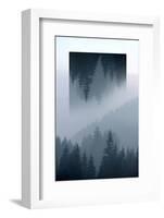 Dark Mountains Forest and Fog - Geometric Reflections Effect-byrdyak-Framed Photographic Print