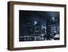 Dark Night Navy Blue Cityscape Building and Mirror on Water Background-Kawin Ounprasertsuk-Framed Photographic Print