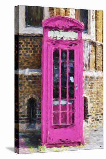 Dark Pink Phone Booth - In the Style of Oil Painting-Philippe Hugonnard-Stretched Canvas