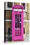 Dark Pink Phone Booth - In the Style of Oil Painting-Philippe Hugonnard-Stretched Canvas