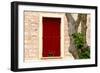 Dark red shutters in the wall of a house in France.-Tom Haseltine-Framed Photographic Print