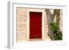 Dark red shutters in the wall of a house in France.-Tom Haseltine-Framed Photographic Print