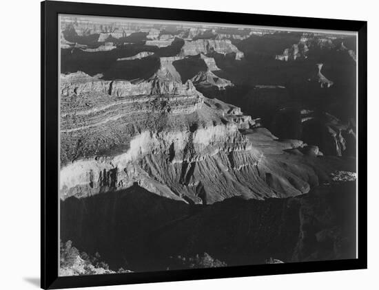 Dark Shadows In Fgnd & Right Framing Cliffs At Left & Center "Grand Canyon NP" Arizona 1933-1942-Ansel Adams-Framed Art Print