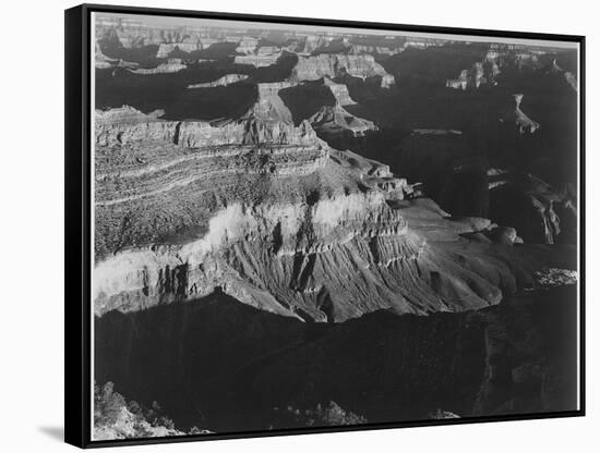 Dark Shadows In Fgnd & Right Framing Cliffs At Left & Center "Grand Canyon NP" Arizona 1933-1942-Ansel Adams-Framed Stretched Canvas