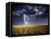 Dark Stormy Clouds over a Field-ongap-Framed Stretched Canvas